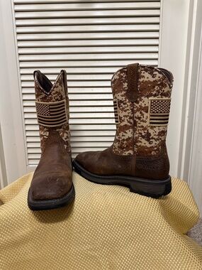 Mens ARIAT WORKHOG PATRIOT Brown Leather Cowboy Work Boots